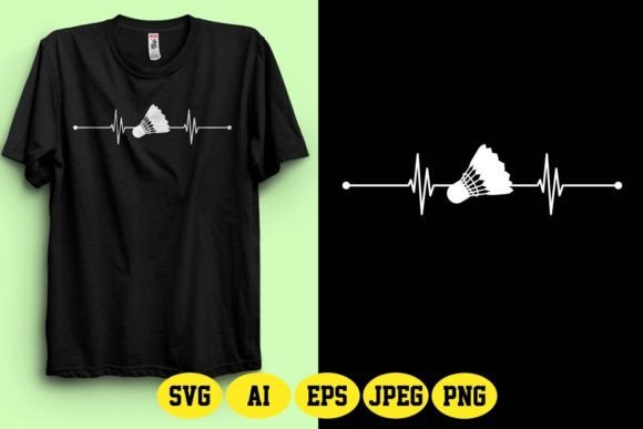 Badminton Heartbeat Graphics for T-Shirt Designs