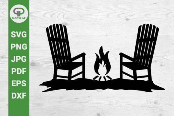 Campfire SVG Adirondack Chairs Graphics & Illustrations
