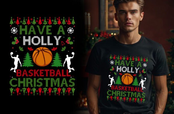 Christmas Basketball T-Shirt Design: Graphics for Branding