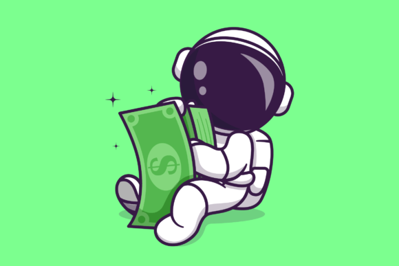 Cute Astronaut Money Graphics & Illustrations