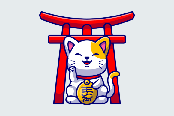 Cute Lucky Cat Illustration for Graphics