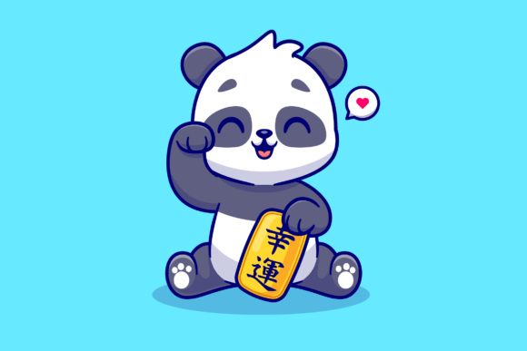 Cute Lucky Panda Graphics for Blog Illustrations