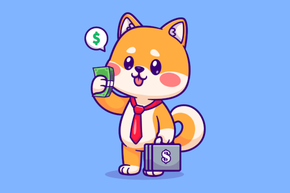 Cute Shiba Inu Dog Business Cartoon Graphics