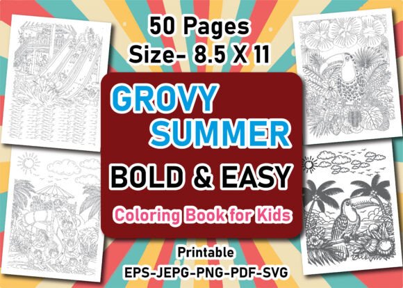 Groovy Summer Coloring Pages Graphics