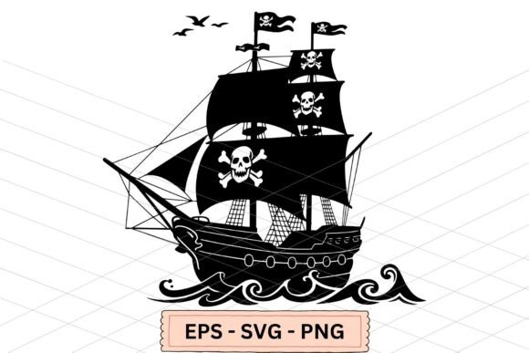 Pirate Ship Silhouette SVG: Graphics for Crafts