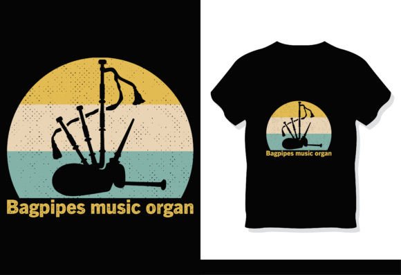 Retro 80s 90s Bagpipes Graphics for T-Shirt Designs